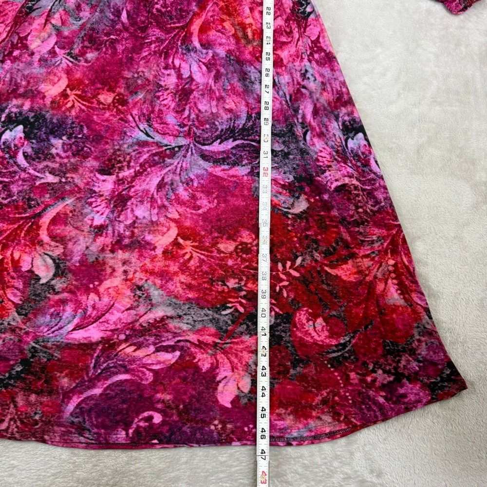 Soft Surroundings Midi Dress Womens PM Pink Purple Velvet Smocked Whimsigoth - Picture 9 of 10